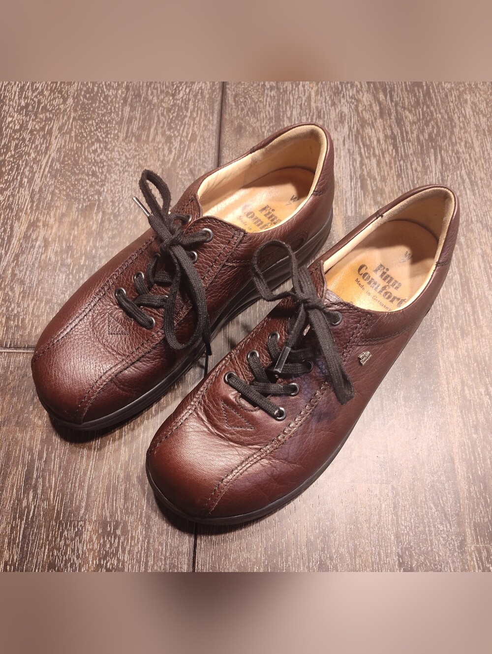 Finn Comfort Brown Leather Lace-Up Oxfords Size 7